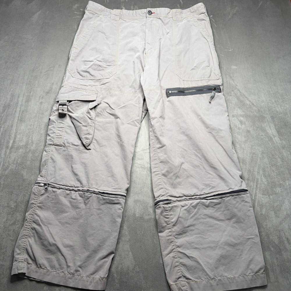 Bugle Boy Cargo Pants Mens 40x30 Steel Grey Convertible Zip Off Utility Gorpcore